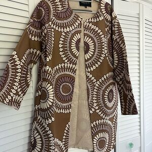 Lafayette 148 Brown and Cream Patterned Coat